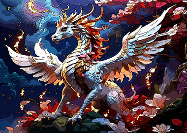 Dragons shimmering with an