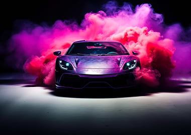 Car and Colored Smoke