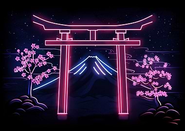 Torii Gate Japan Neon
