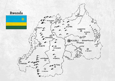 Handdrawn Rwanda Map