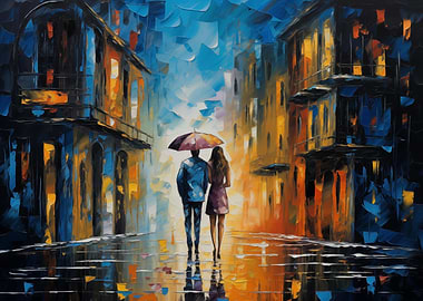 Dating Couple Oil Painting