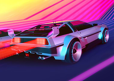 NEON THEME DELOREAN