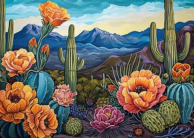 Desert Cacti in Bloom