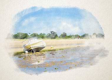 boat laying on the beach