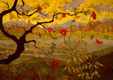 Apple Tree with Red Fruit