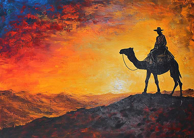 Desert Camel Rider at Sunr