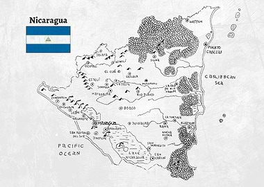 Handdrawn Nicaragua Map