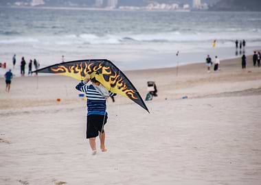 Boy running with Kite
