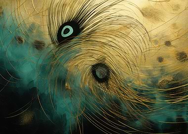 Peacock Abstract Gold