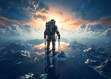 Astronaut is fishing