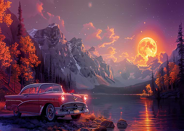 Classic Car in Sunset