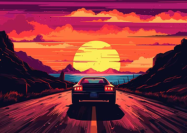 Retro Car Sunset