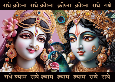 Radha Krishna and Peacock