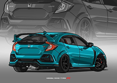 civic type r cyan poster