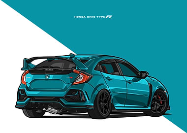 civic type r cyan poster