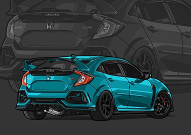 civic type r cyan poster
