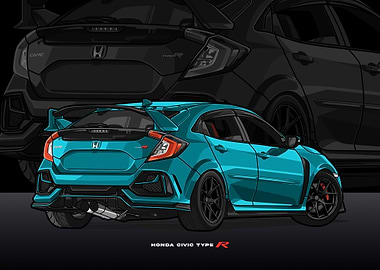 civic type r cyan poster