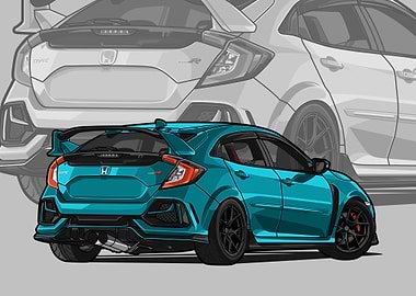 civic type r cyan poster
