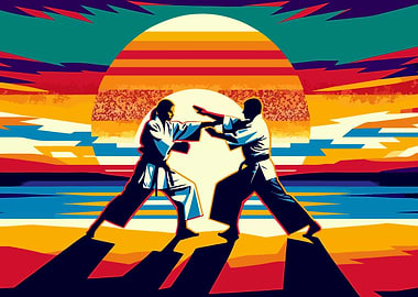 Aikido fight wpap sunset