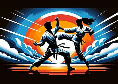 Karate fight wpap sunset