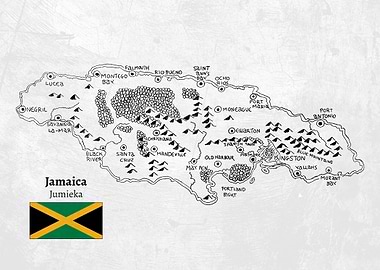 Handdrawn Jamaica Map