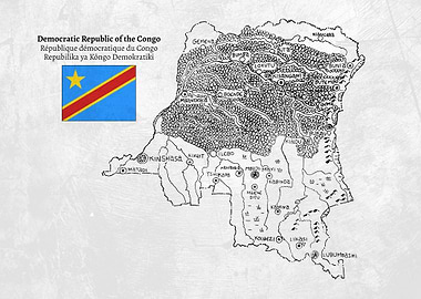 Handdrawn DR Congo Map