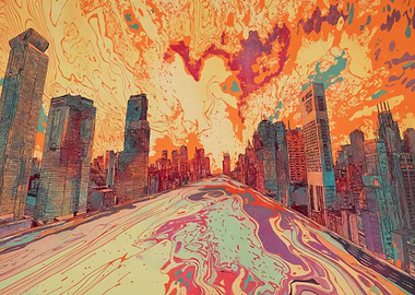 Abstract city and paint