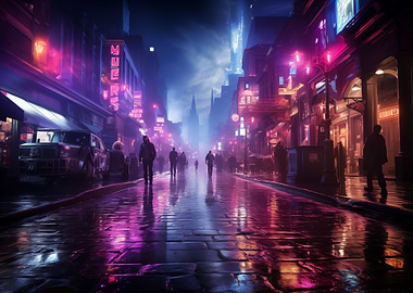 Cyberpunk City Street
