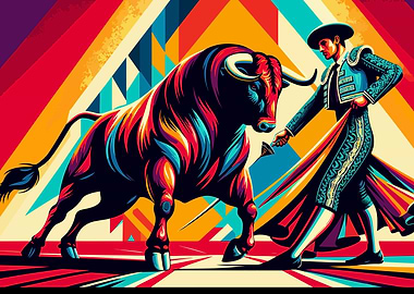Bullfighting wpap pop art