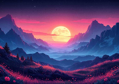 Sunset Mountain Landscape