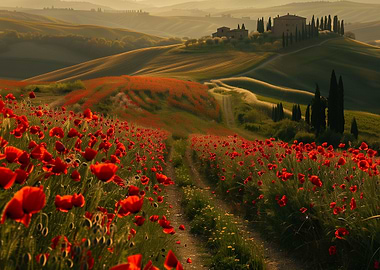 red poppies Tuscany
