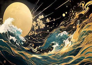 Abstract Golden Moon