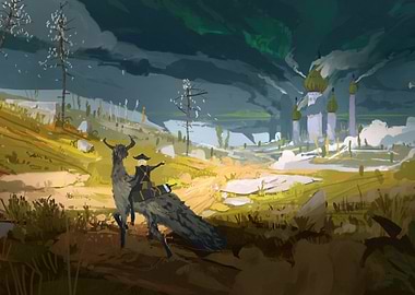 Girl rider go to castle