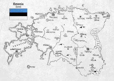 Handdrawn Estonia Map