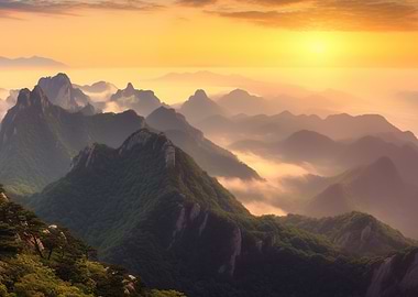 Sunset at Mountains Nature