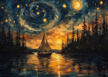 Sailboat Sunset Painting