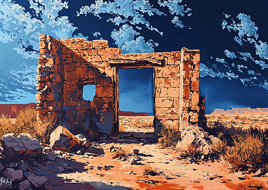 Desert ruins with a entran