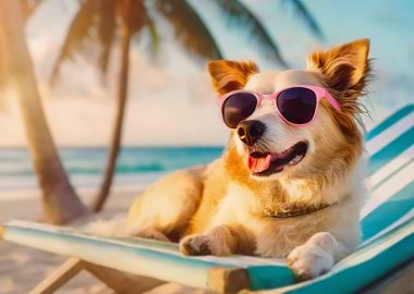 Corgi dog at the beach