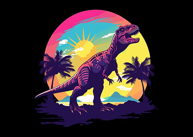 Retro Dinosaur Sunset