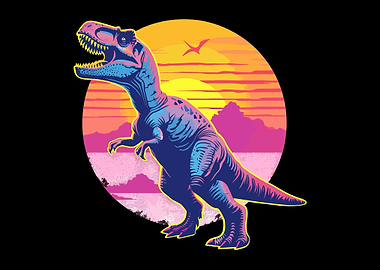 Retro Dinosaur Sunset