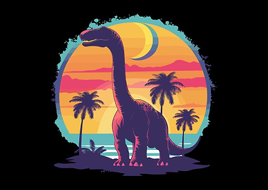 Retro Dinosaur Sunset