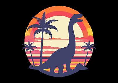 Retro Dinosaur Sunset