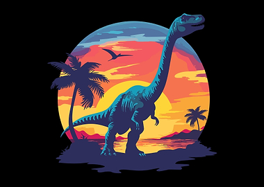 Retro Dinosaur Sunset