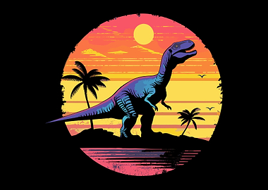 Retro Dinosaur Sunset