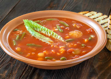 Portion of Minestrone soup