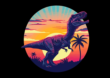 Retro Dinosaur Sunset