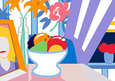 STILL LIFE LILIES FRUITS