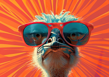 Funny Ostrich with glasses