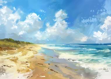 Brush Oil Painting Beach