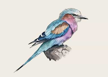 Lilac Bird Watercolor